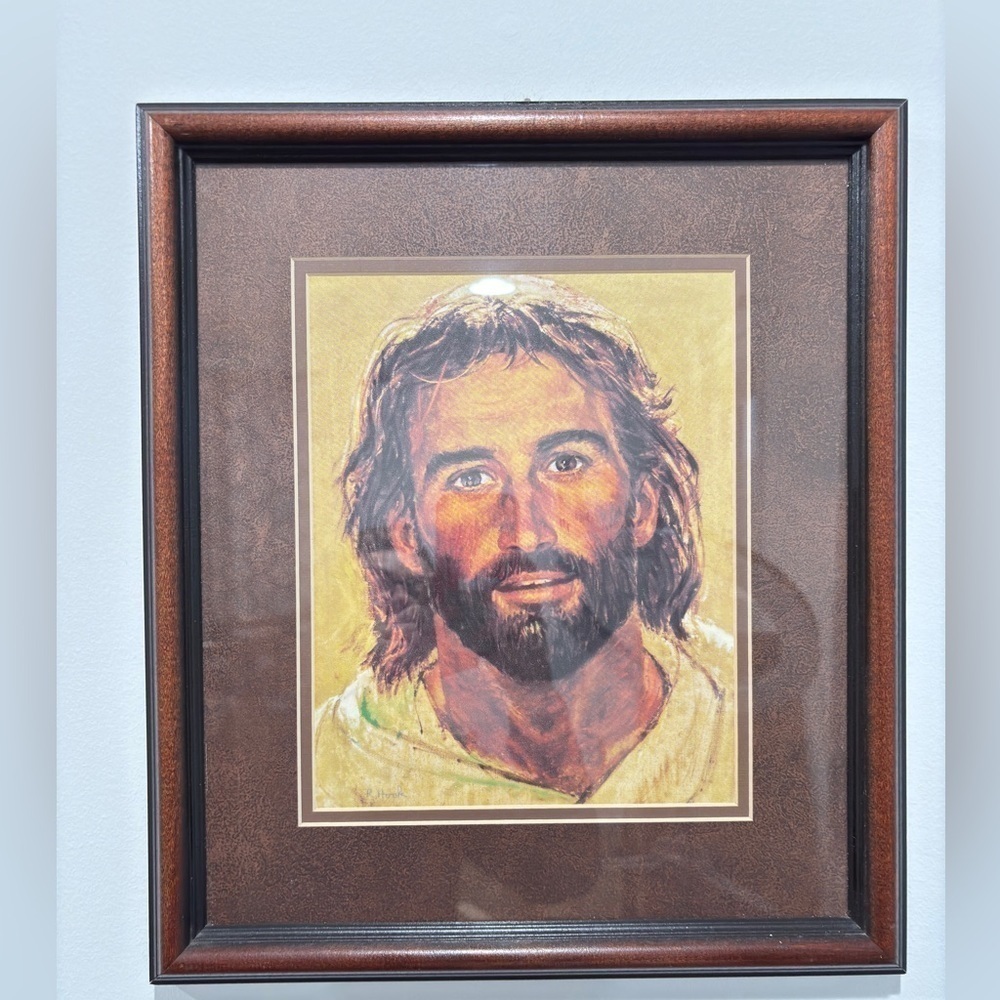 Vintage Richard Hook Head Of Christ Art Print 1963 Jesus Portrait Matted Framed